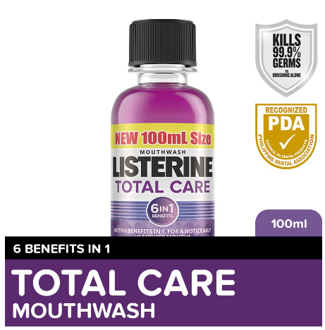 Listerine Total Care Mouthwash 100ml - For Complete Oral Care, Toothbrush Routine, Use with Toothpaste