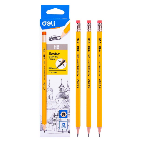 Deli EC003-HB Scribe HB Graphite Pencil 12pcs/box (1BOX) [79EC003HB]