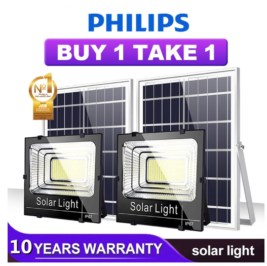 Philips 1000W Solar Lights Outdoor Waterproof Led Solar Flood Light Street Lamp With Remote Buy 1 Take 1