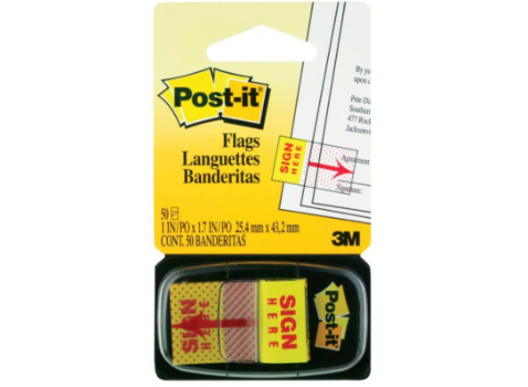 Post It Sticky Notes Flag Sign Here 1x1.7in