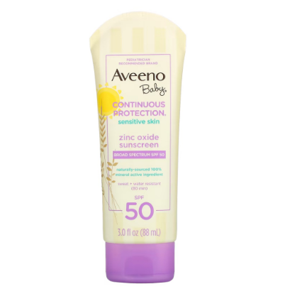 Aveeno Baby Continuous Protection Zinc Oxide Sunscreen SPF 50 3 fl oz (88 ml)