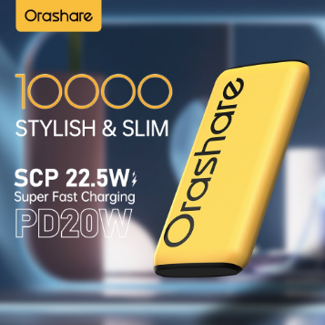 Orashare O10Pro 10000mAh Power Bank SCP 22.5W Super Fast Charge Slim and Portable Type C Powerbank