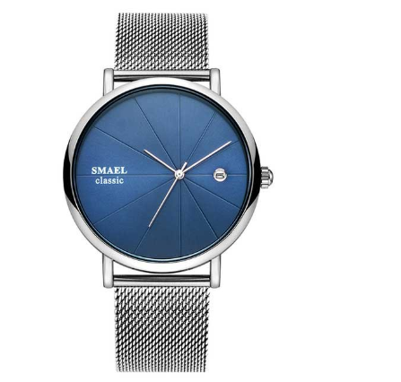 SMAEL 9129 Fashion Ultra-thin Men's Watch Waterproof Mesh Steel Band Quartz Classic Brand Business Watch M5