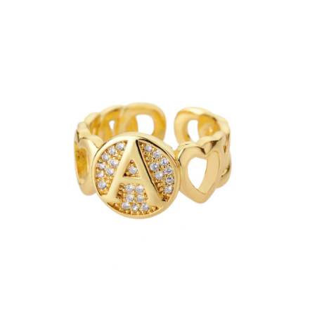 Initial Letter Open Rings For Women Aesthetic Love Heart Wedding Rings Stainless Steel Jewelry Gifts A