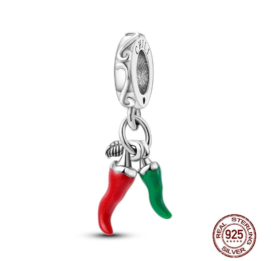 925 Sterling Silver Green Series Tree Cactus Avocado Pendant DIY Charm Beads Fit Original Pandora Charms Bracelet Women Jewelry D35