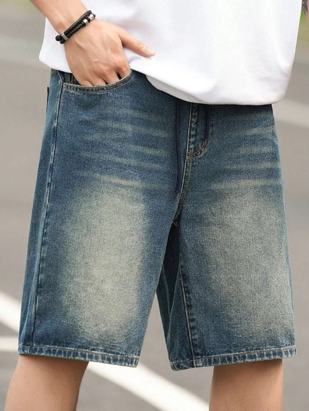 Manfinity LEGND Men's Loose Fit Denim Bermuda Shorts With Pockets, Casual