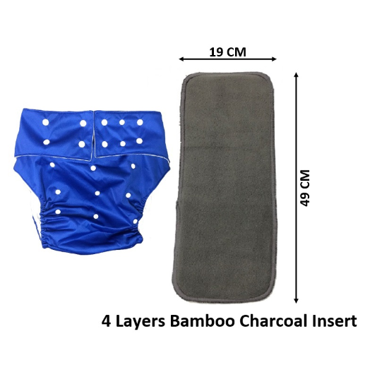 Philippine Made Washable Reusable Adult Cloth Diaper With 1 Piece 4 Layers Bamboo Charcoal Insert AD5