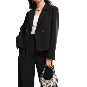 Lovito Women Casual Plain Button Blazer L70AD132 (Dark Grey)