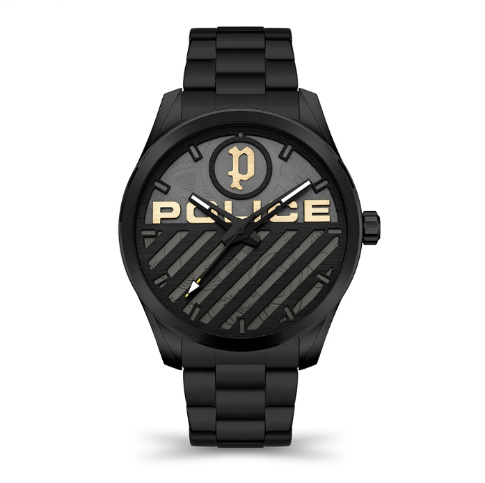 Police Grille Black Stainless Steel Analog Quartz Watch For Men PPEWJG2121406