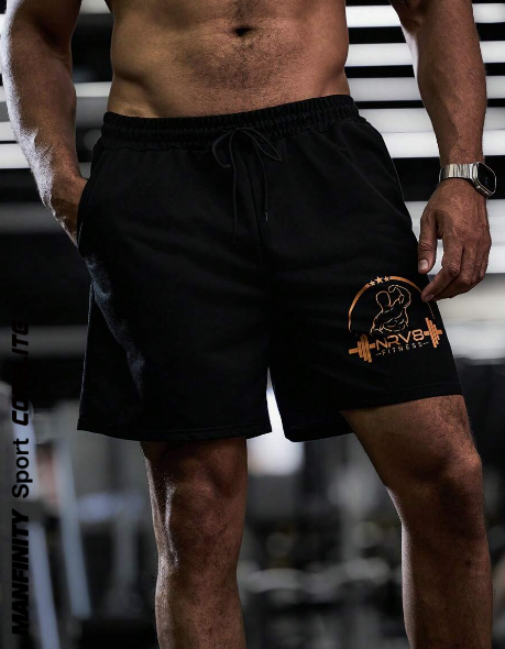 Manfinity Sport Corelite Men Summer Casual Drawstring Waist Sports Shorts With Character And Letter Print