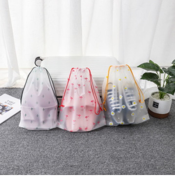 Cosmetic Shoe Drawstring Handbag Frosted Matte Storage Bag Waterproof Floral Travel Packaging IP