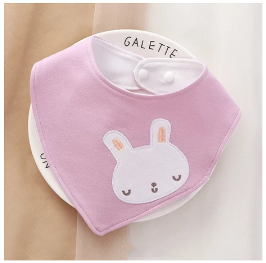 Newborn Cotton Soft Bibs 3 Layers Cartoon Pattern Triangle Scarf Boys Girls Baby Bib Burp Hidden Buttons 360 Degree Rotatable 0-3 Y NB9
