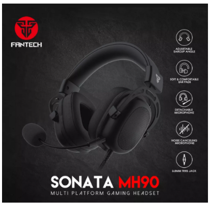 Fantech Sonata Mh90 Multi Platform Gaming Headset Full Black 3.5Mm Wired Stereo Headphones
