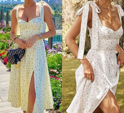 Fashion Suspender High Waist Slit Sexy Dress