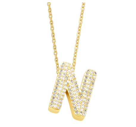 Fashion Clear Crystal A-Z Initial Necklace for Women Copper Gold Plated 26 Letters Pendant Name Jewelry Gifts N