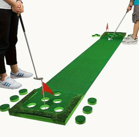 1pc, Golf Putting Green Mat For Indoors Set, Golf Pong Game Putting Mat With 12 Hole Cup 2 Red Flag Golf Training And Practicing At Home Or Office Golf Simulators Gifts For Men