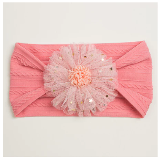 1Pcs Baby Candy Color Flower Seamless Wide Headscarf Baby Nylon Headband Cute Princess Accessories Soft Comfortable HS5
