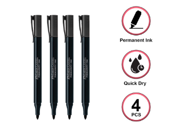 Faber-Castell Permanent Slim Marker 1564 Black 4pcs [12SP1564A]