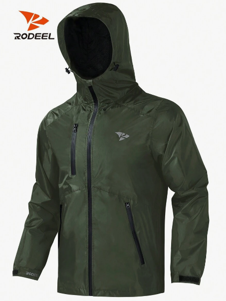 RODEEL Men High-Performance Waterproof Rain Jacket, Stylish And Versatile Rain Coat For Hiking Camping Outdoor Activities
