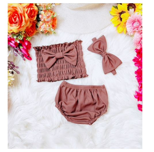 Stacey Smocking Terno For Baby Girl With Turban for 1-24months c4