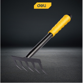 Deli Five-tooth Steel Rake Household Gardening Tools Potted Planting Small Rake With PP Handle