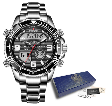 LIGE Official Watch Men Brand Sport Watches Mens Chronograph Quartz Wristwatch Date Male Watch SILVER BLACK