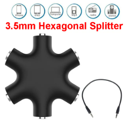 3.5mm Hexagonal Splitter Audio Conversion One Point Five Snowflake Music Sharing Device Earphone