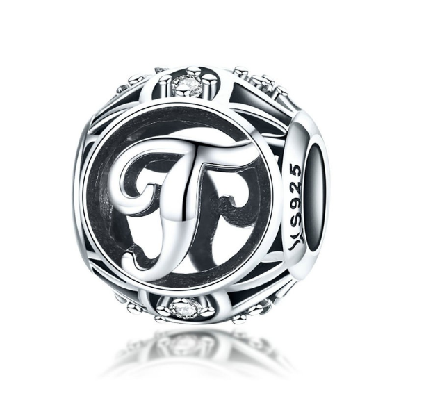 Bamoer 26 Letters A to Z Charm Sterling Silver 925 Bead For Bracelet & Necklace DIY Fashion Accessories T