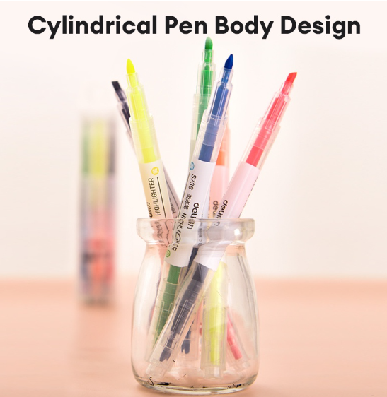 Deli 3Pcs Set Highlighter Pen Double Head 6Colors Student School Supplies Marker Pen S736