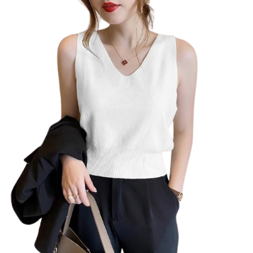 Lovito Women Basic Knit Tops LNE17175 (White/Black)