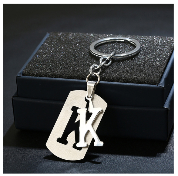 Stainless Steel 26 Letters Keychain Women Men Backpack Purse Charms Metal A To Z Alphabet Pendant With Key Holder For Couple K