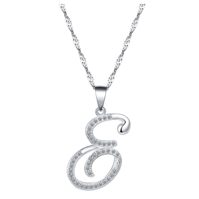 Letter E Ladies Necklace 92.5 Italy Silver