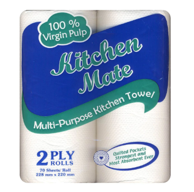 Kitchenmate  Multi-Purpose Kitchen Towel 2 Ply Rolls 70 Sheets
