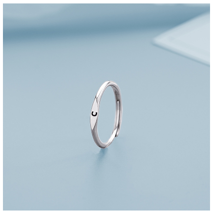 Fashion 925 Silver 26 A-Z Initial Letters Open Ring Birthday Jewelry Adjustable Gift For Women C
