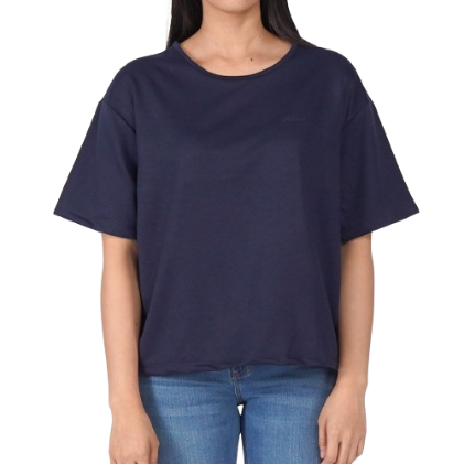 Bobson Japanese Ladies Basic Round Neck T shirt For Women Trendy Oversized Shirt 146178-U (Navy)