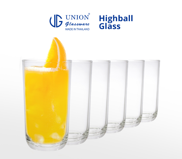 UNION GLASS Clear Glass Highball Water Juice Soda Liquor Glass 280ml | 10oz [Set of 6]