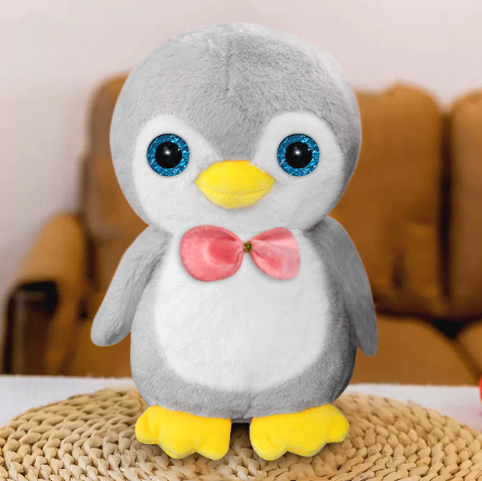8 inch Bow tie Penguin Plush Toy - Stuffed Toys Soft Penguin Tie Doll Black, Blue Grey Pink