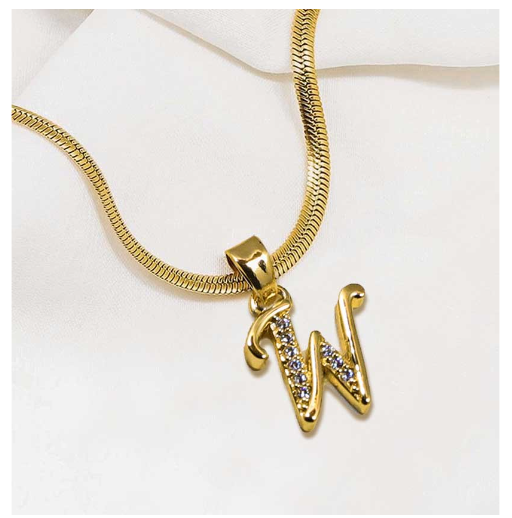 LAJ 18k Gold Stainless Steel Initial A-Z Necklace SLP116 LETTER with LX873D FREEBOX W