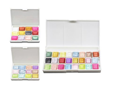 SeamiArt Candy Shimmer Watercolor Half Pan Set 12/24