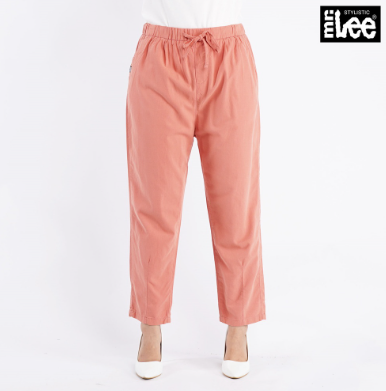 Stylistic Mr. Lee Ladies Basic Non-Denim Drawstring Trouser Pants for Women Trendy 138894-U Coral