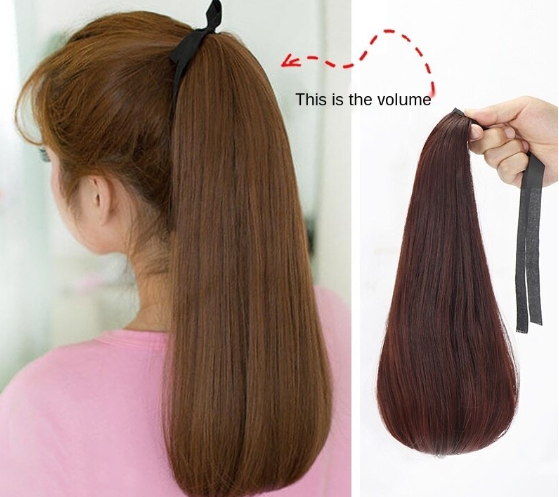 Horsetail Wig Female Clutching Clip Braid Straight Hair Long Natural Fluffy Hairpiece Curly