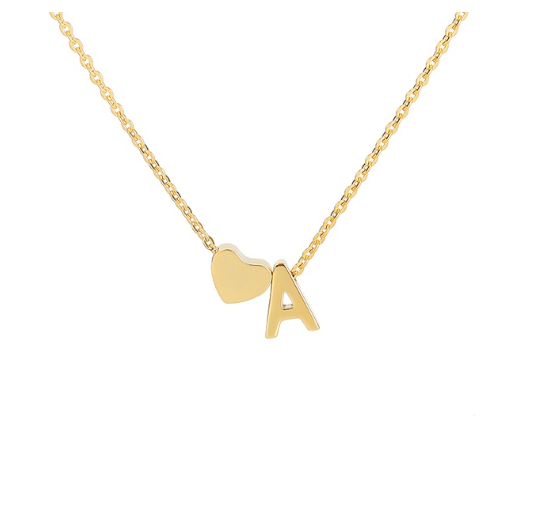 Maxzone Fashion Tiny Heart Initial Letter Necklaces For Women Stainless Steel Gold Silver Color Choker Pendant Necklace Boho Jewelry A