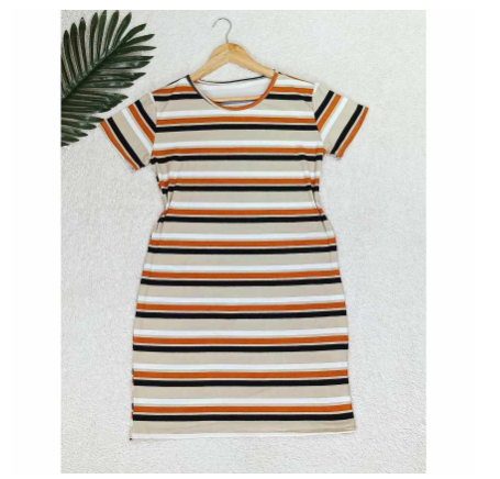 Maternity Taytay Supplier Maternity Dress Casual Tshirt Dress (Stripes) MD11