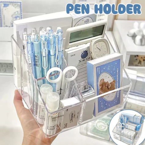 Transparent Pen Holder ins Desktop Stationery Storage Box Transparent Acrylic Desk Note Pad Multi