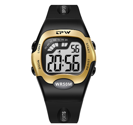 TPW 37mm Midsize Digital Watch For Women Teenage 50 Meter Water Resistant Wrist Watch Sport GOLD