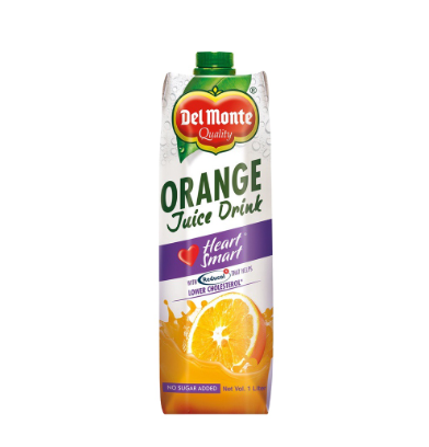 Del Monte Orange Juice Drink Heart Smart with Reducol for Lower Cholesterol  Tetra 1L