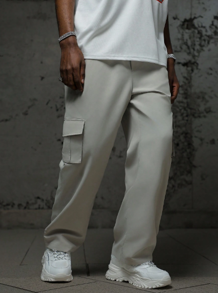 Men's Solid Color Pocket Casual Pants