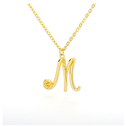 Dainty Gold Letter Necklace Tiny 26 Capital A-Z Pendant Choker Necklace,Cute Personalized Name Necklace Gold Jewelry Necklace M