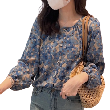 Lovito Women Casual Ditsy Floral Pattern Blouse LNE37004 (Multi-Color)