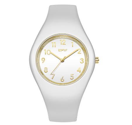 TPW Fashio Ladies Watch Rubber Strap Quartz Watches Luminous Waterproof Wrist Watch WHITE GOLD